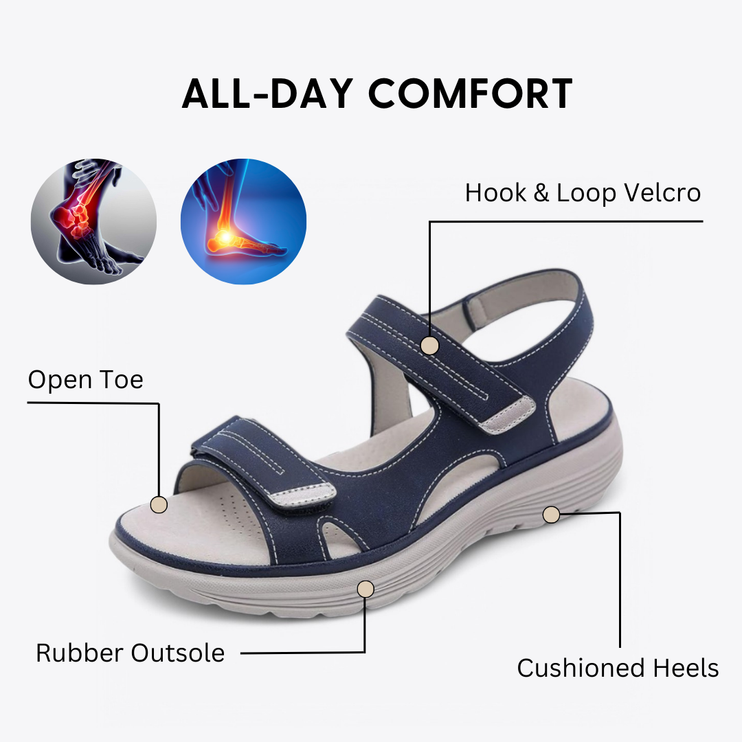 CMF Women Orthopedic Sandals Breathable Arch-support Waterproof Leather Summer Velcro