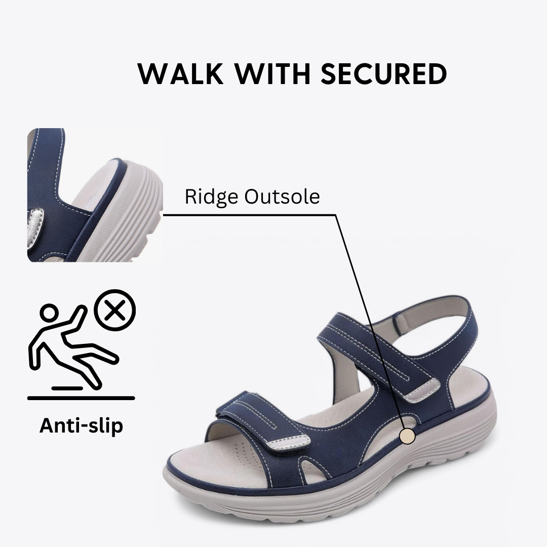 CMF Women Orthopedic Sandals Breathable Arch-support Waterproof Leather Summer Velcro
