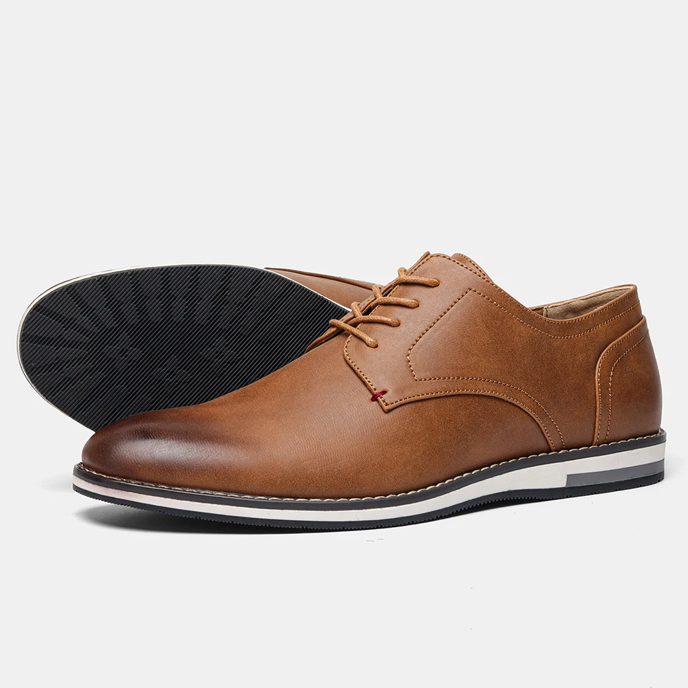 Extra Wide Men’s Leather Shoes – Breathable & Comfortable Casual Footwear