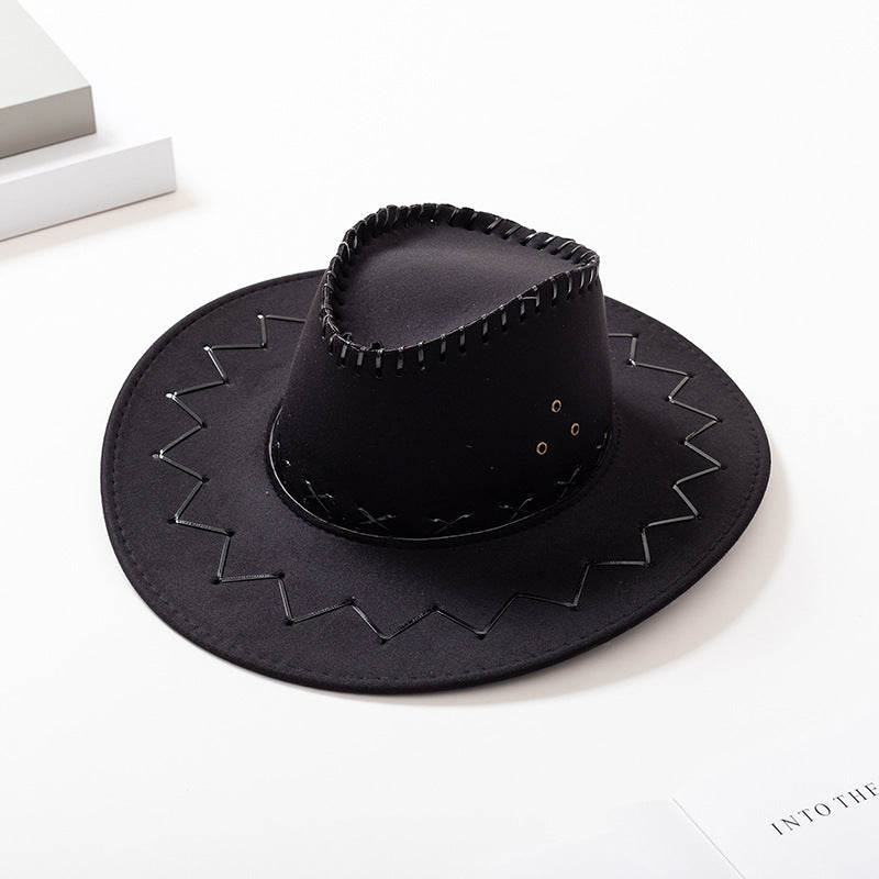 Unisex Faux Suede Western Cowboy Hat – Wide Brim for Costume & Party
