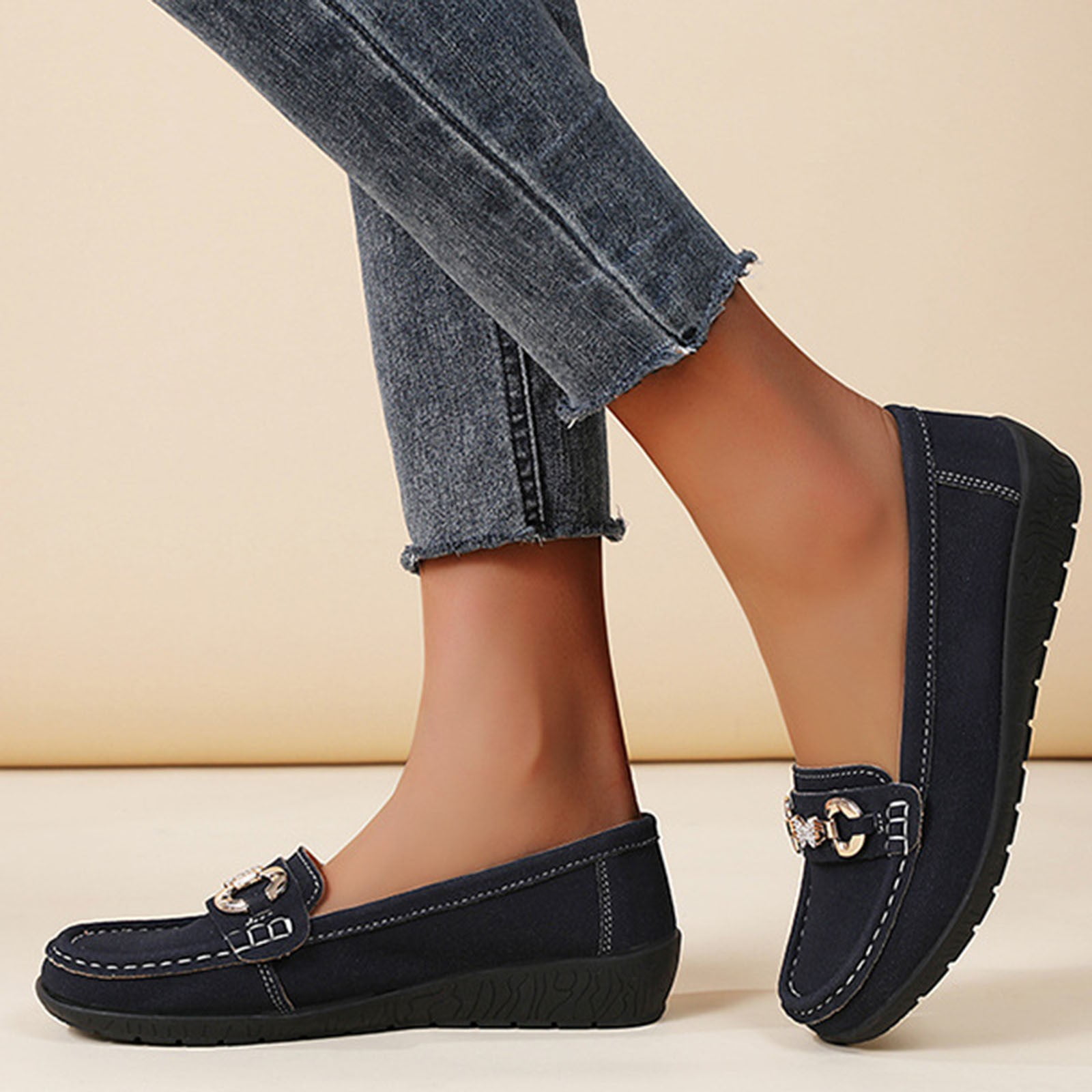 Wine Flocked Slip On Loafers For Women With Non Slip Bottom Lightweight And Comfortable Ideal For Daily Use And Light Activities