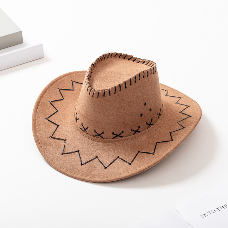 Unisex Faux Suede Western Cowboy Hat – Wide Brim for Costume & Party