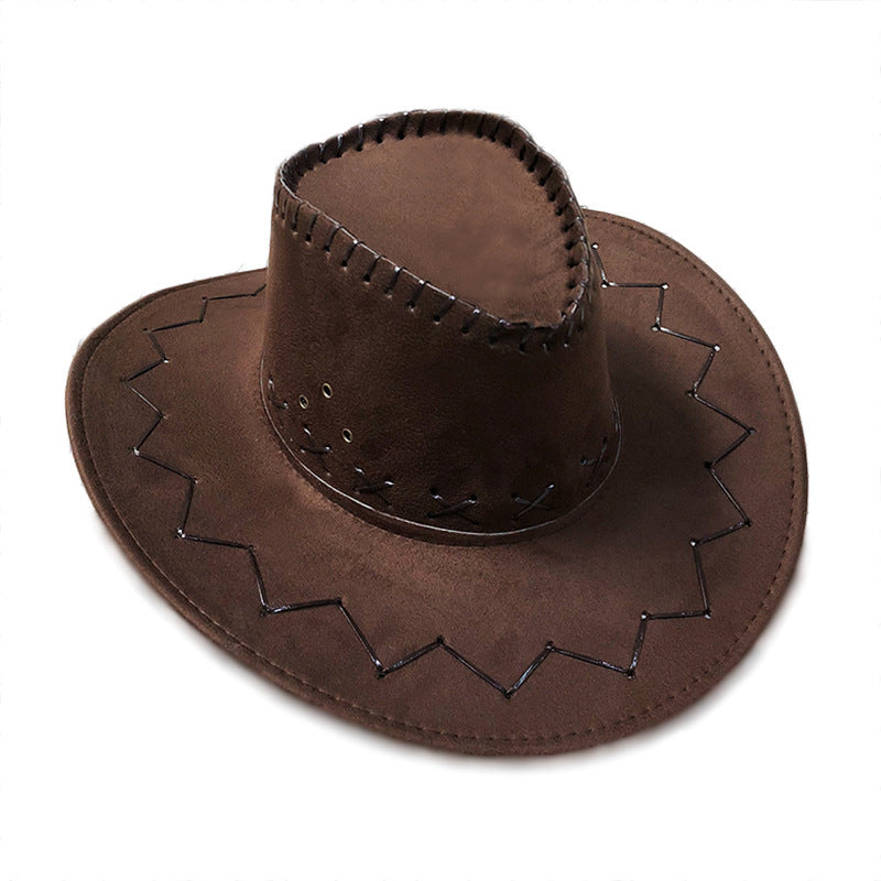 Unisex Faux Suede Western Cowboy Hat – Wide Brim for Costume & Party