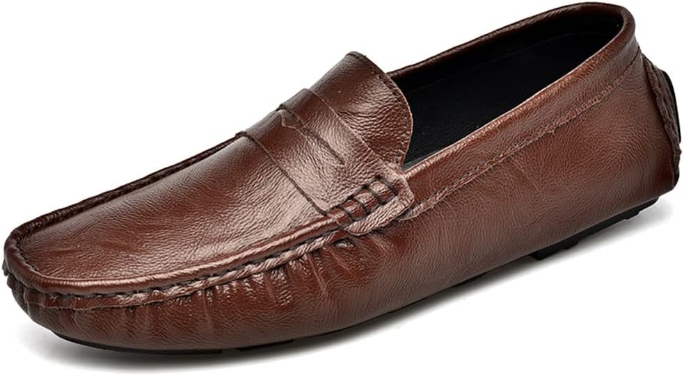 LEADER SHOW Men's Casual Loafers Moccasin Slip on Flats Boat Casual Dress Driving Shoes