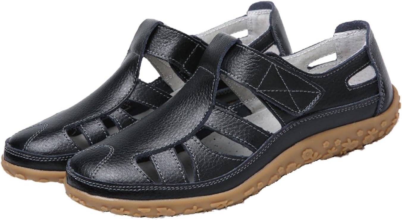 AngryMonkey Women's Casual Boho Gladiator Sandals,Summer Leather Comfort Soft Sole Closed Toe Ankle Strap Beach Shoes