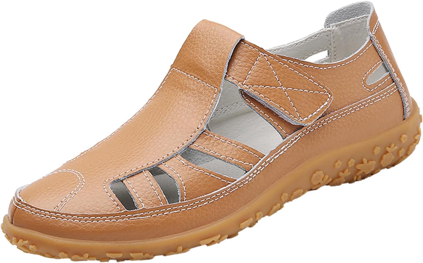AngryMonkey Women's Casual Boho Gladiator Sandals,Summer Leather Comfort Soft Sole Closed Toe Ankle Strap Beach Shoes