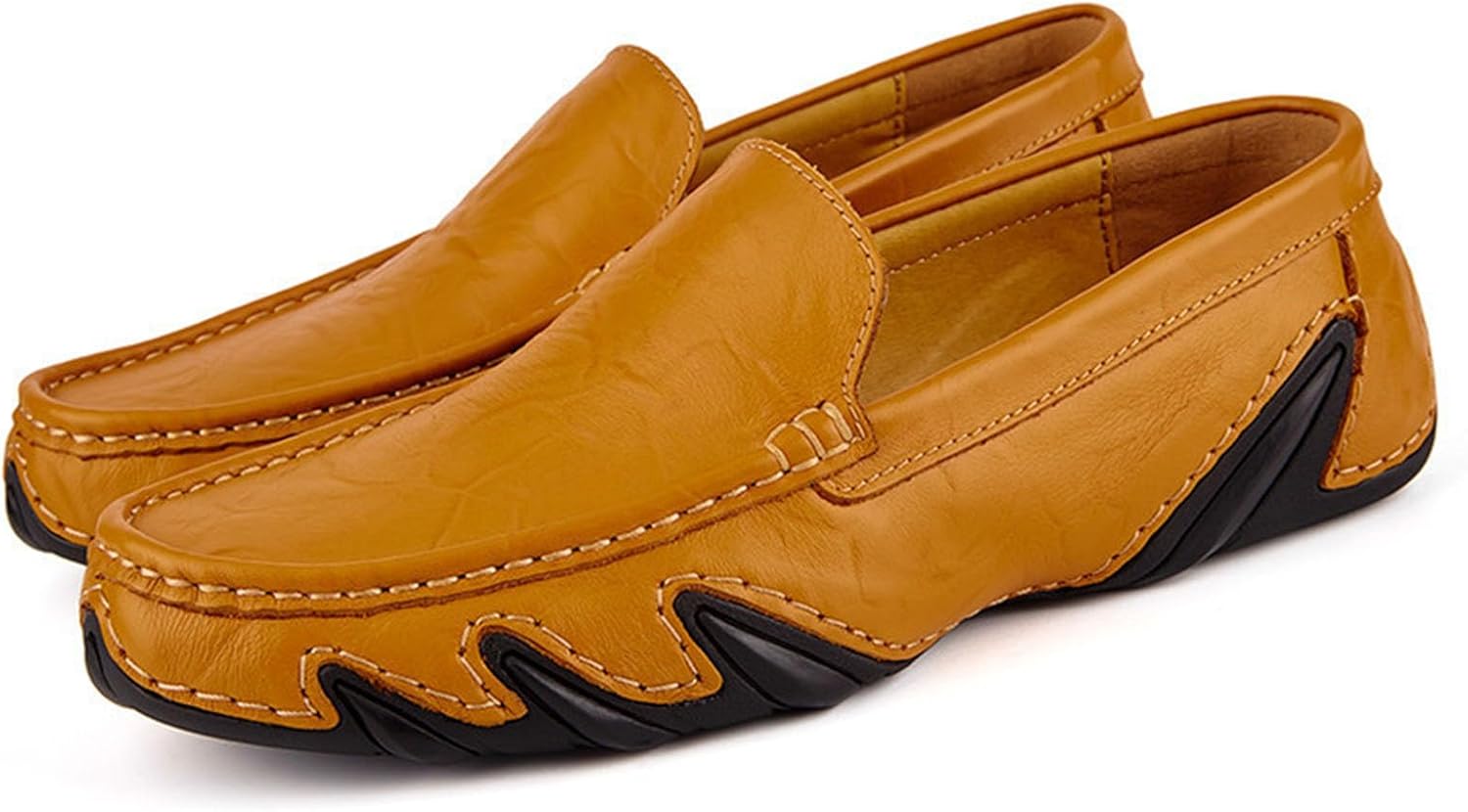 Men's Fashion Leather Soft Flat Loafers Comfortable Casual Soft Sole Non-Slip Driving Walking Shoes