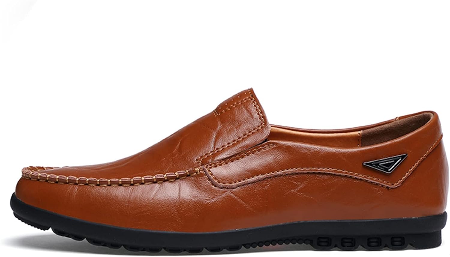 Mens Dress Shoes Leather Men Casual Shoes Brand Mens Loafers Slip on Driving Shoes(Red-Brown,10.5)