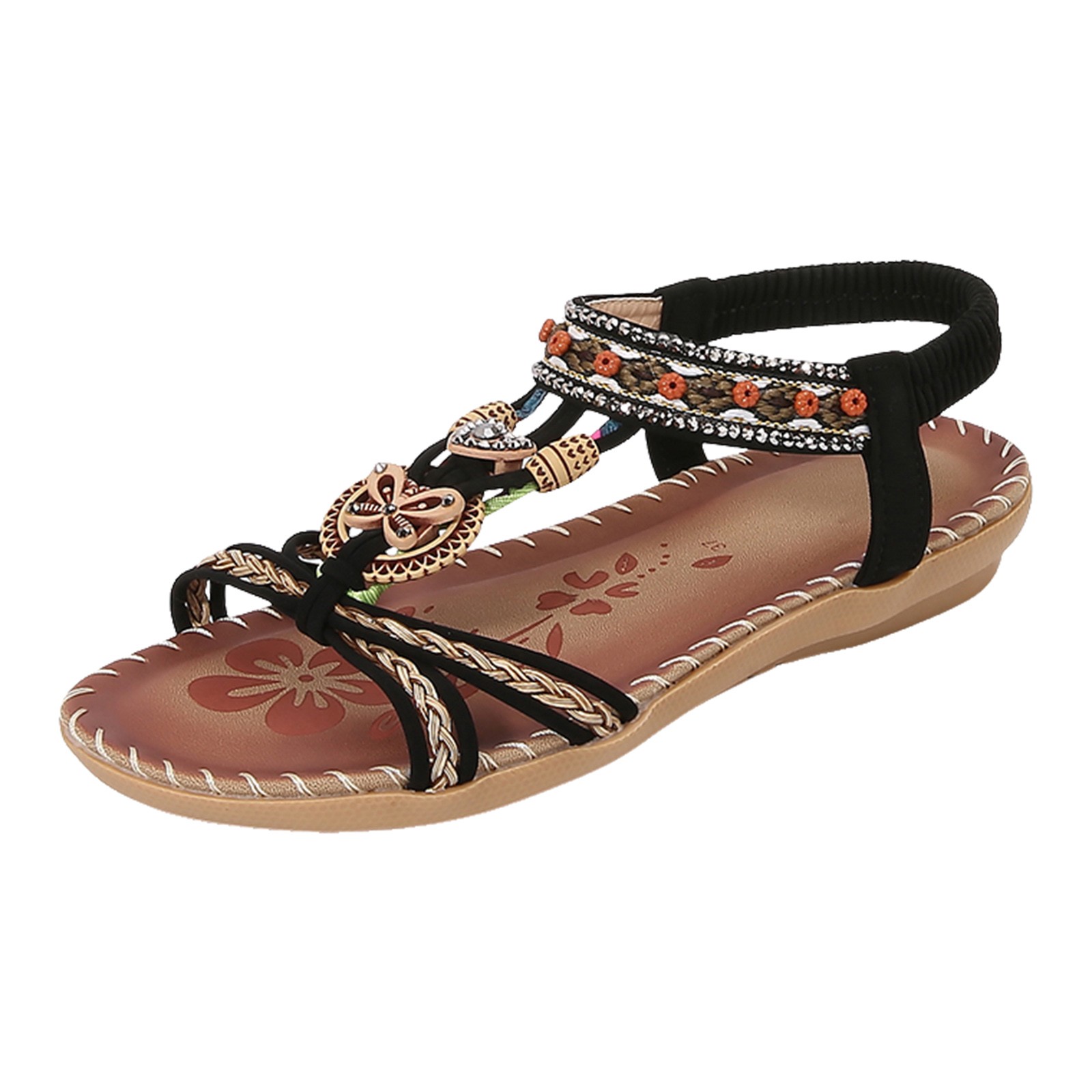 Dakaela Womens Sandals Arch Support Summer Beach Flat Shoes Bohemian Comfort Walking Flip Flops