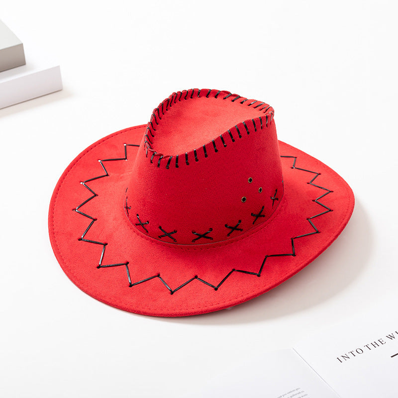 Unisex Faux Suede Western Cowboy Hat – Wide Brim for Costume & Party