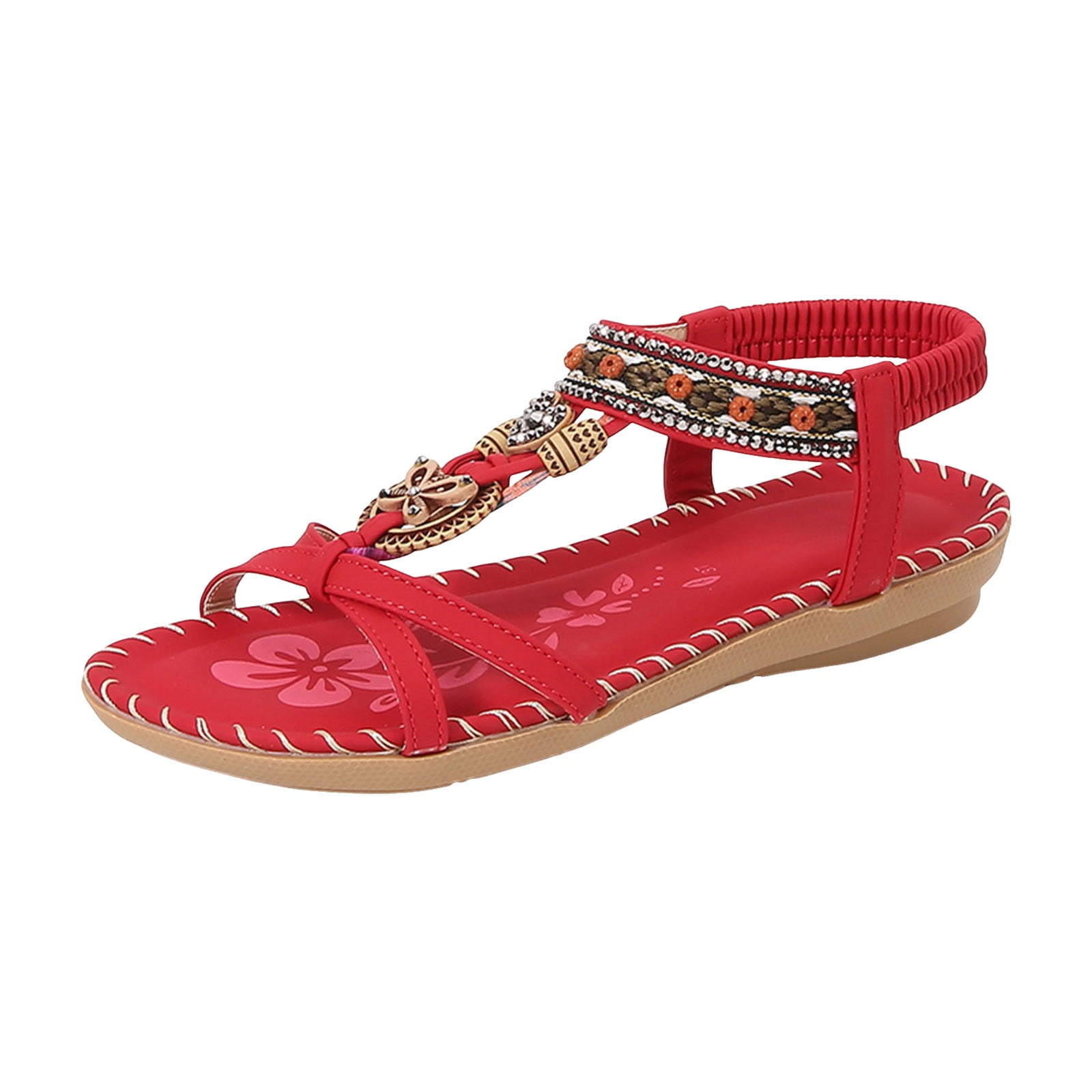 Dakaela Womens Sandals Arch Support Summer Beach Flat Shoes Bohemian Comfort Walking Flip Flops