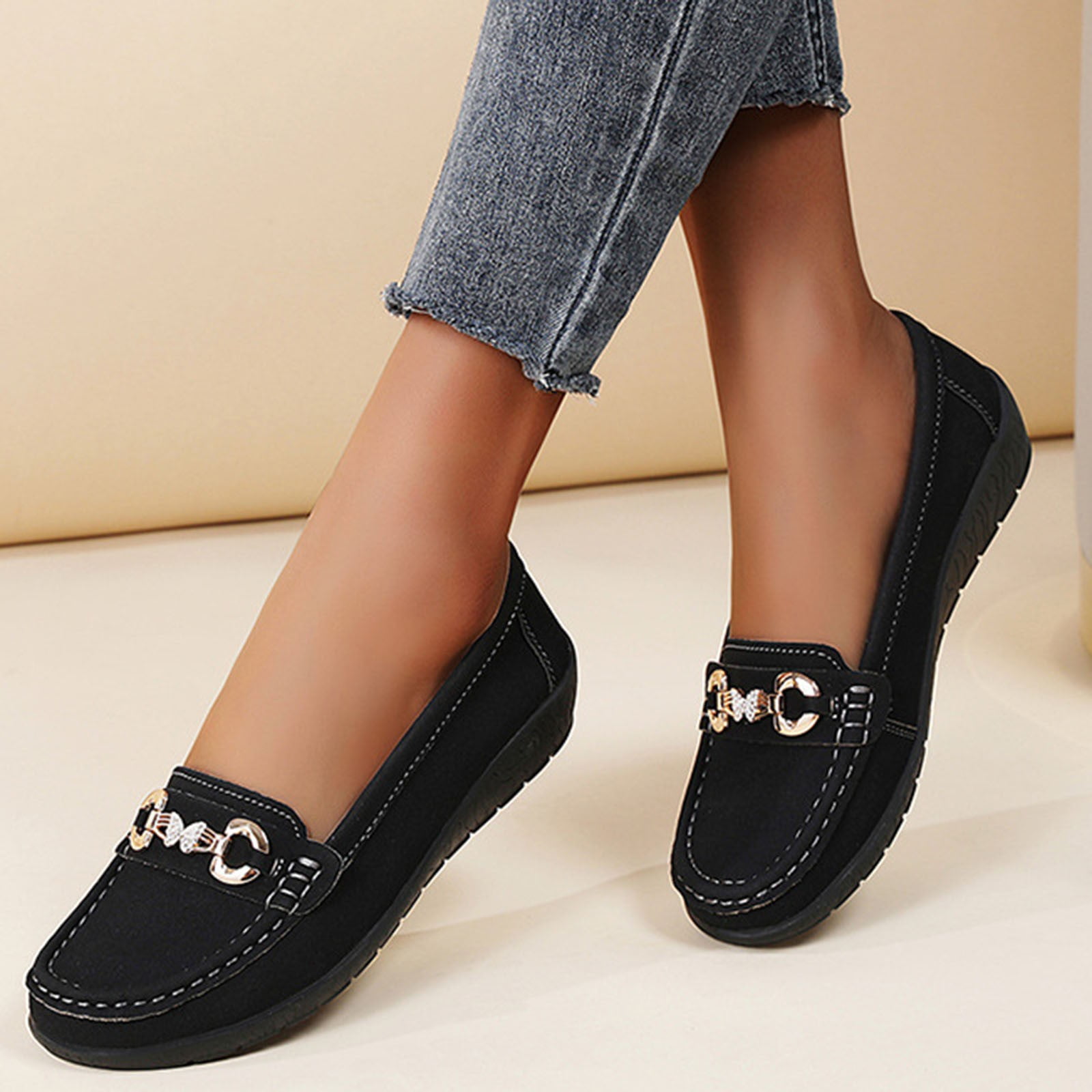 Wine Flocked Slip On Loafers For Women With Non Slip Bottom Lightweight And Comfortable Ideal For Daily Use And Light Activities