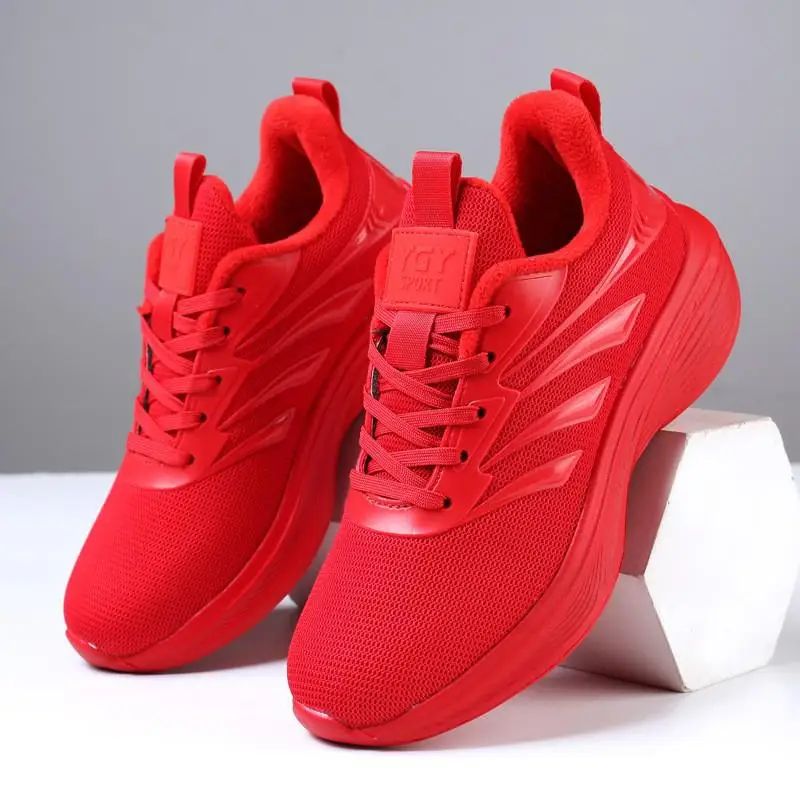 Orange Casual Shoes Women Breathable Mesh Thick Sole Sneakers Ladies Tennis Shoes Lightweight 2026 Spring Outdoors Walking Shoes