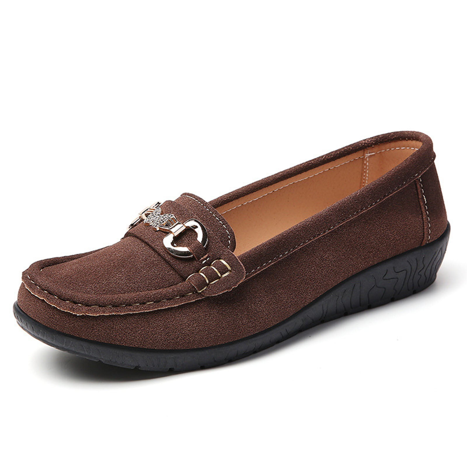 Wine Flocked Slip On Loafers For Women With Non Slip Bottom Lightweight And Comfortable Ideal For Daily Use And Light Activities