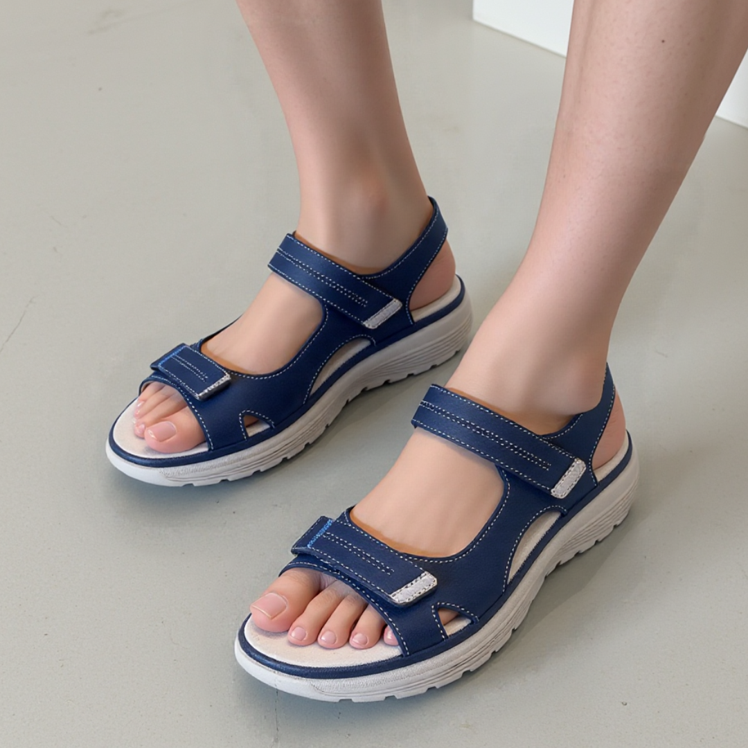 CMF Women Orthopedic Sandals Breathable Arch-support Waterproof Leather Summer Velcro