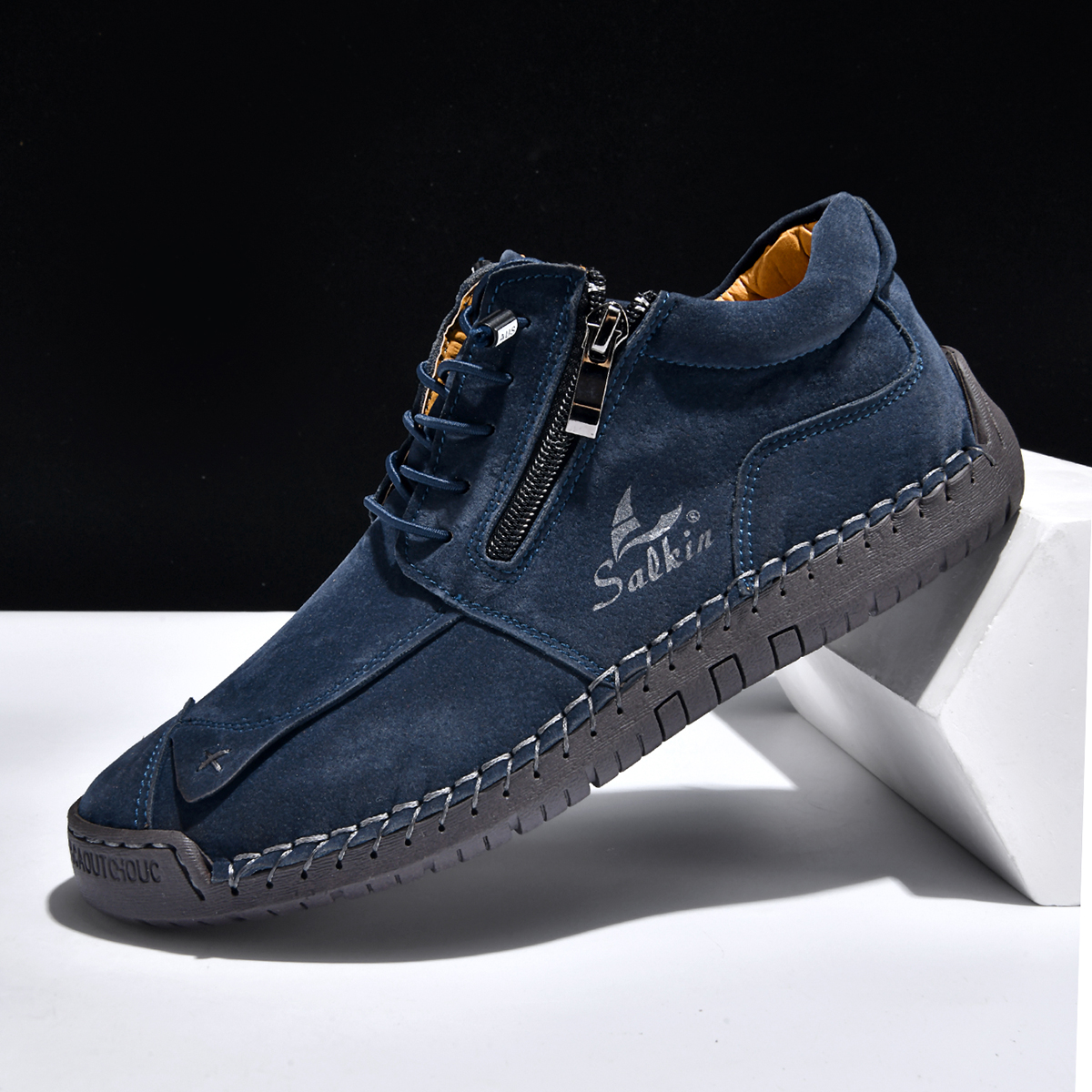 Cross-Border Amazon Hand-Stitched Men'S And Women'S Shoes Soft Sole Autumn And Winter Flat Shoes Casual Shoes Martin Boots New Style