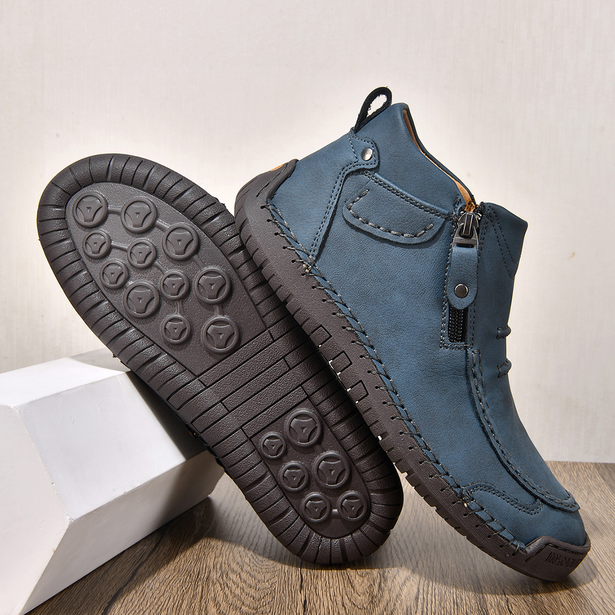 🔥Last Day Deals🔥Italian Handmade Suede High Boots for Men Waterproof Leather Sneakers