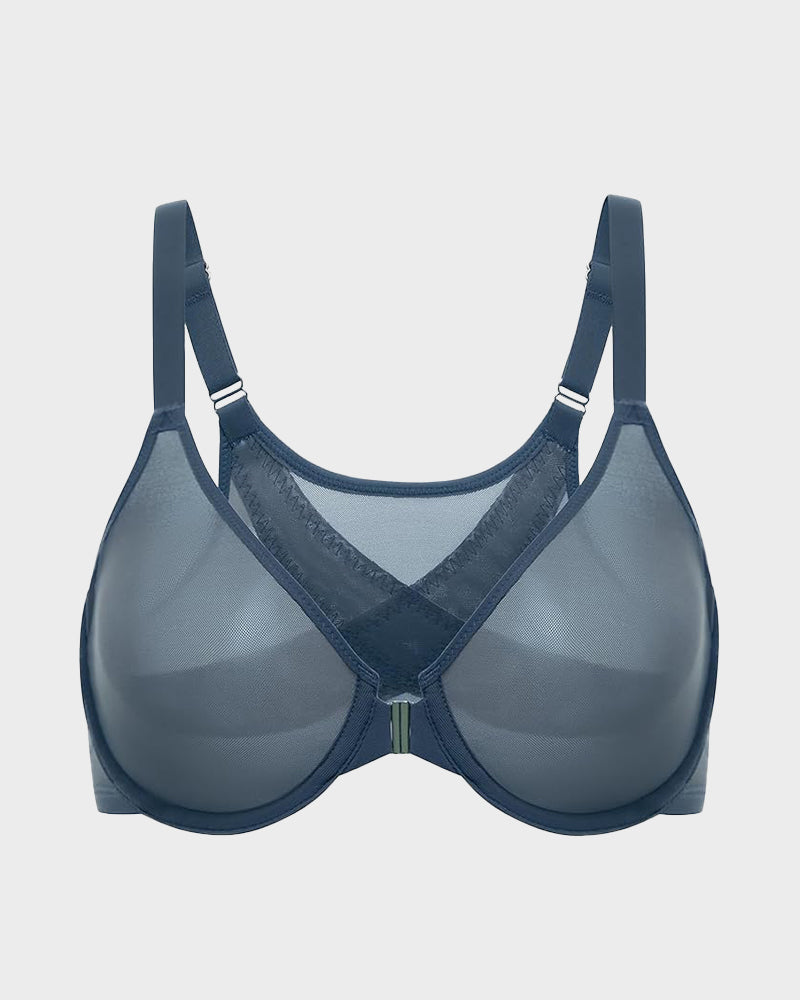 Front Closure Underwire Unlined Back Support Plunge Bra