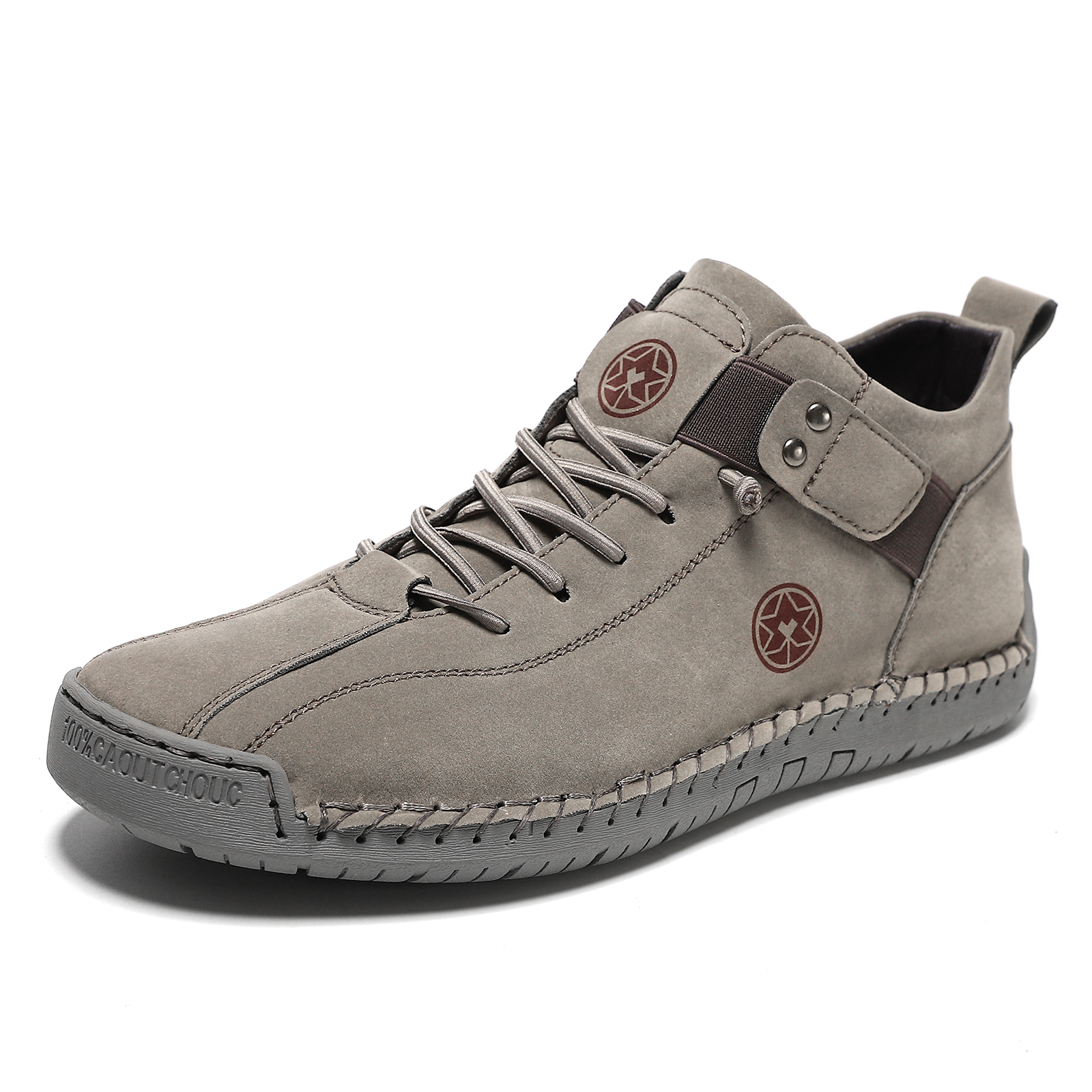 Cross-Border Independent Station Temu Large Size Men'S Leather Shoes Hand-Stitched Outdoor Casual Men'S Shoes Flat Slip-On Slip-Ons