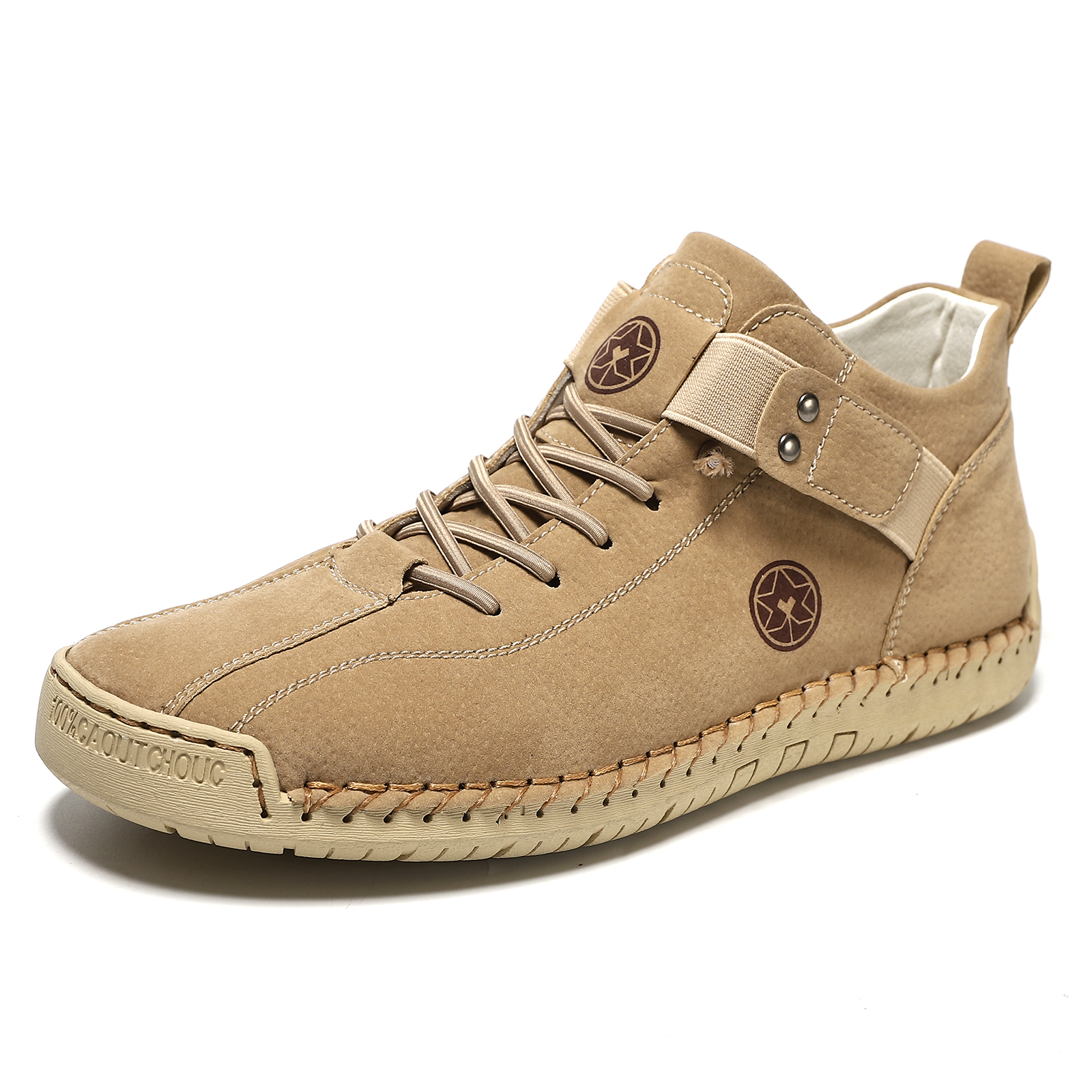 Cross-Border Independent Station Temu Large Size Men'S Leather Shoes Hand-Stitched Outdoor Casual Men'S Shoes Flat Slip-On Slip-Ons