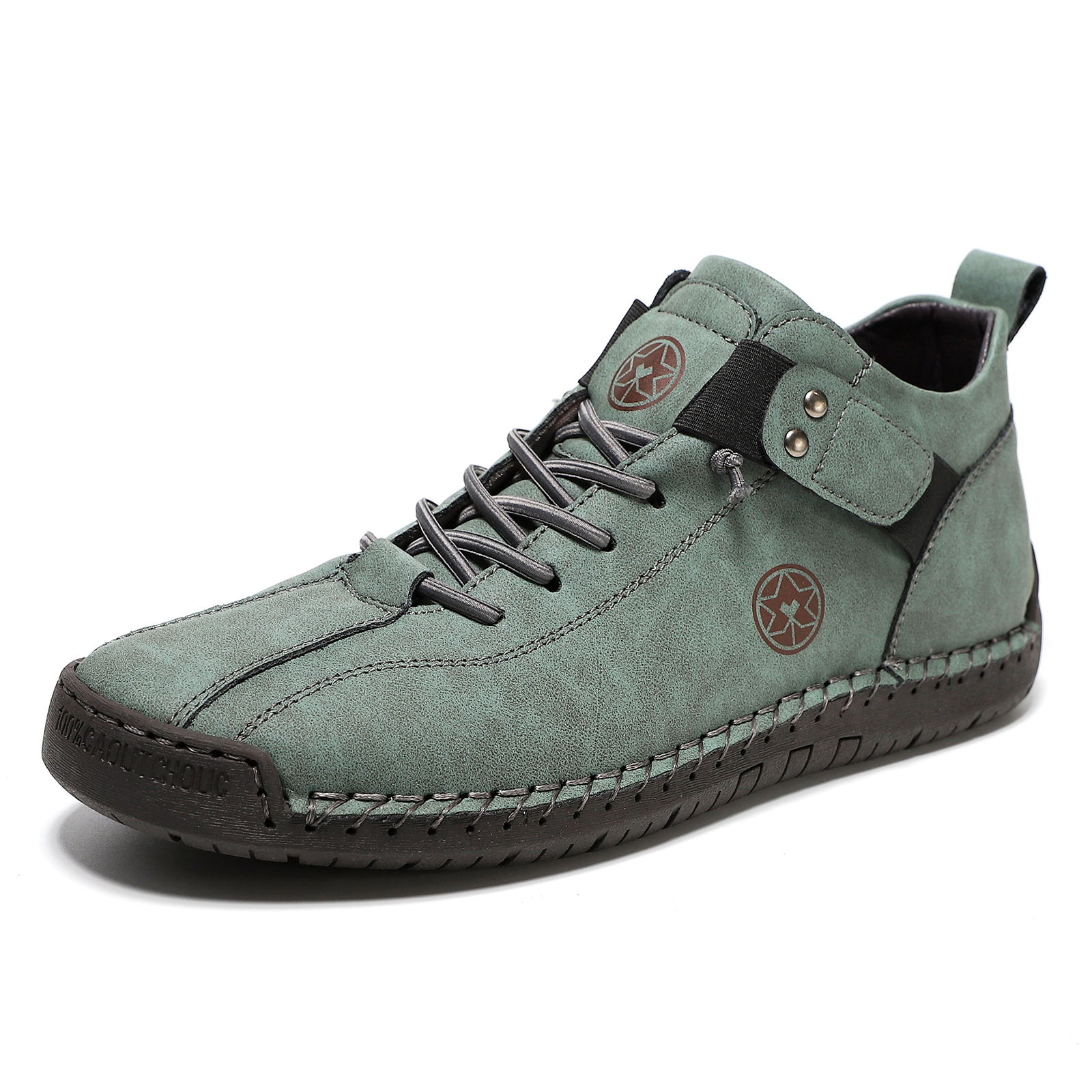 Cross-Border Independent Station Temu Large Size Men'S Leather Shoes Hand-Stitched Outdoor Casual Men'S Shoes Flat Slip-On Slip-Ons