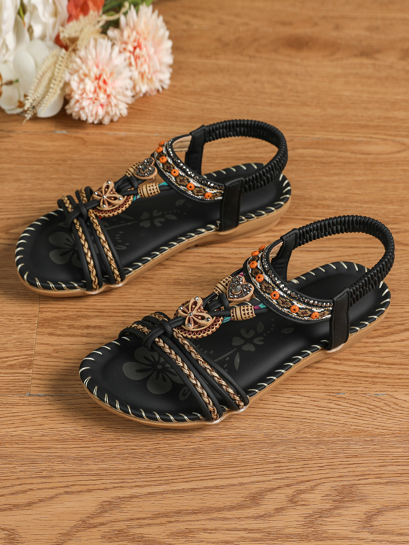 Dakaela Womens Sandals Arch Support Summer Beach Flat Shoes Bohemian Comfort Walking Flip Flops