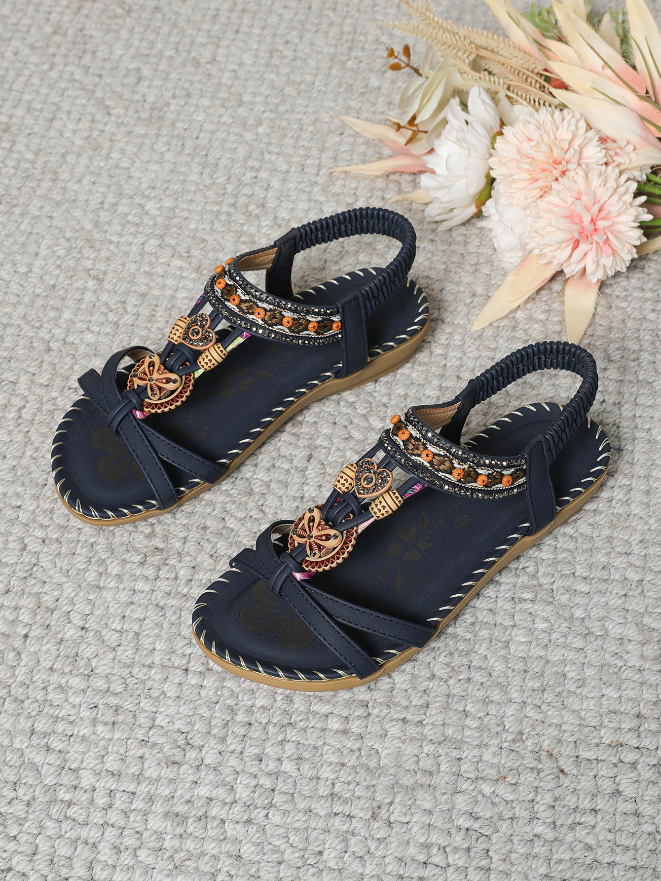Dakaela Womens Sandals Arch Support Summer Beach Flat Shoes Bohemian Comfort Walking Flip Flops