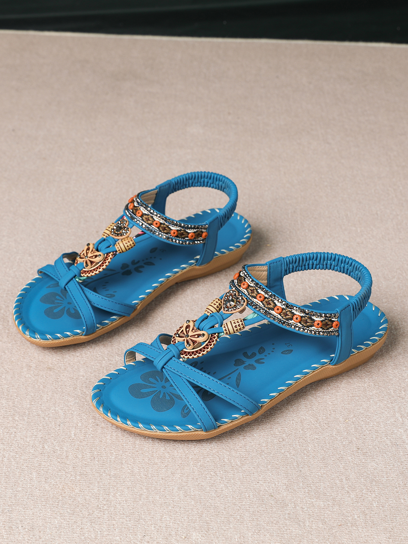 Dakaela Womens Sandals Arch Support Summer Beach Flat Shoes Bohemian Comfort Walking Flip Flops