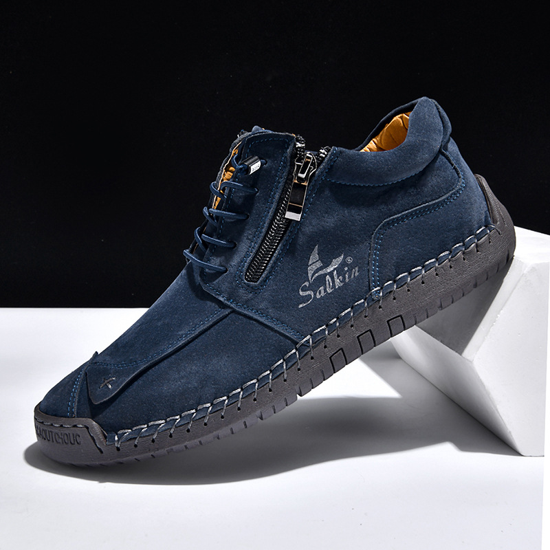 Cross-Border Amazon Hand-Stitched Men'S And Women'S Shoes Soft Sole Autumn And Winter Flat Shoes Casual Shoes Martin Boots New Style