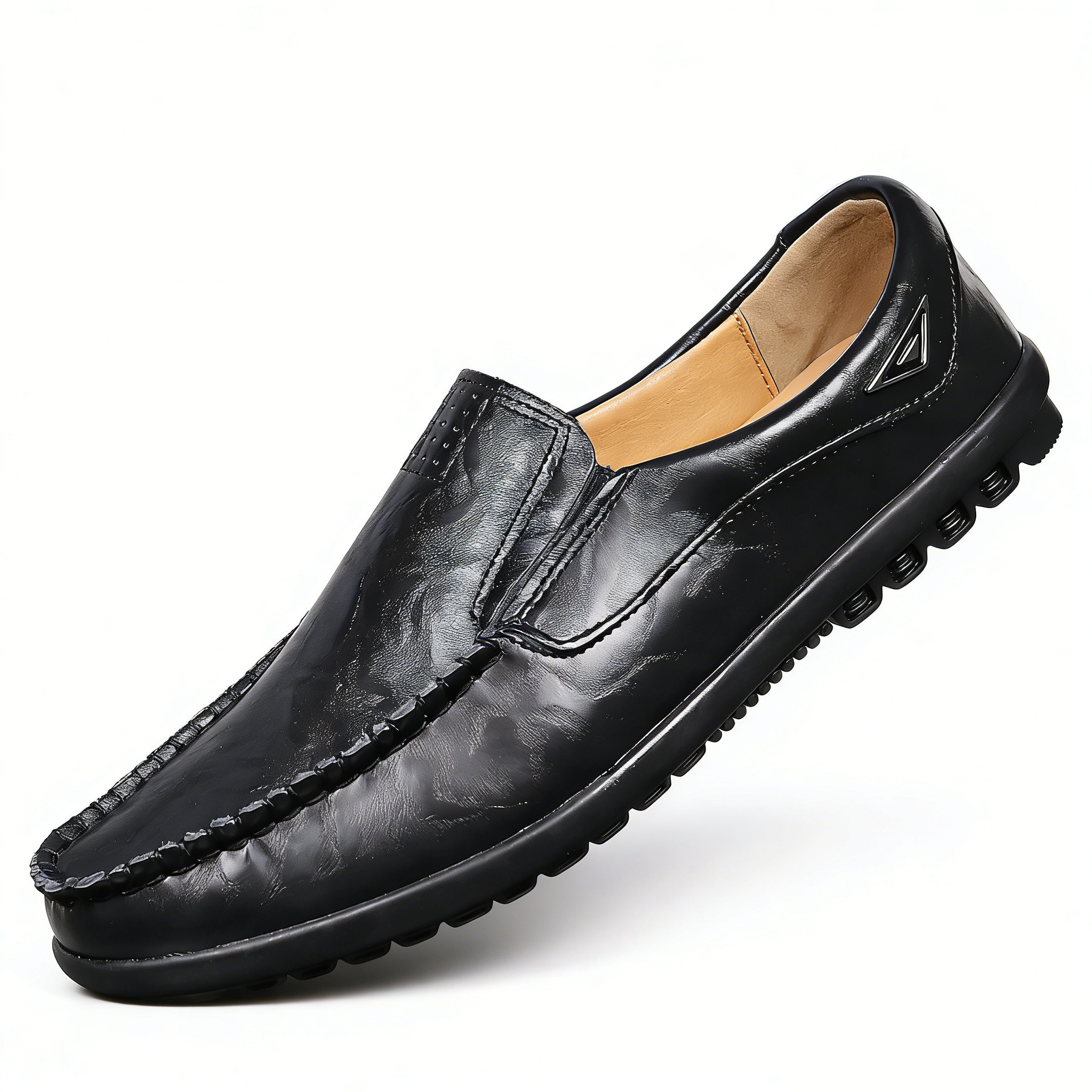 Mens Dress Shoes Leather Men Casual Shoes Brand Mens Loafers Slip on Driving Shoes(Red-Brown,10.5)