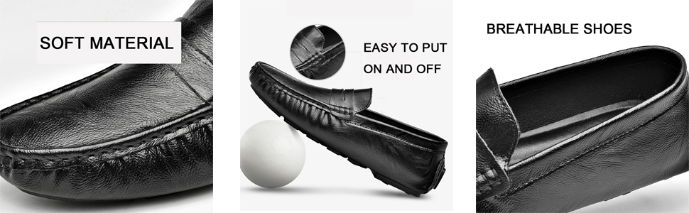 LEADER SHOW Men&amp;#39;s Penny Loafers Moccasin Slip on Flats Boat Casual Dress Driving Shoes