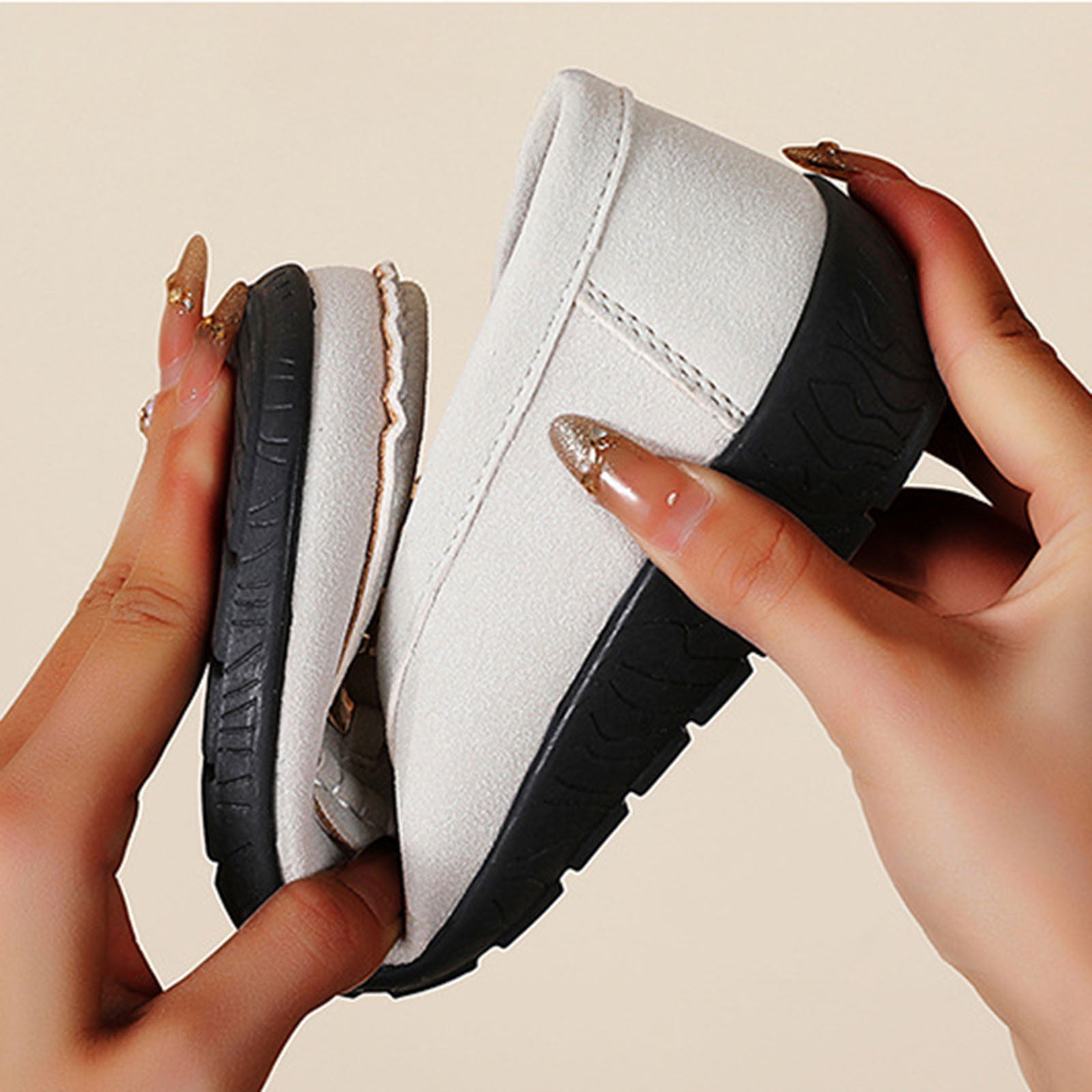 Wine Flocked Slip On Loafers For Women With Non Slip Bottom Lightweight And Comfortable Ideal For Daily Use And Light Activities