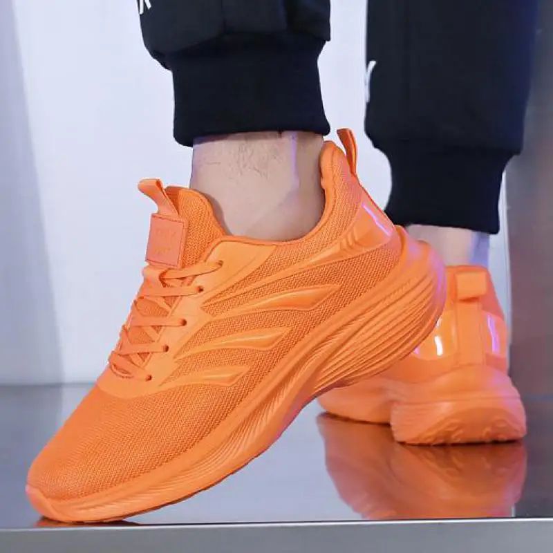 Orange Casual Shoes Women Breathable Mesh Thick Sole Sneakers Ladies Tennis Shoes Lightweight 2026 Spring Outdoors Walking Shoes