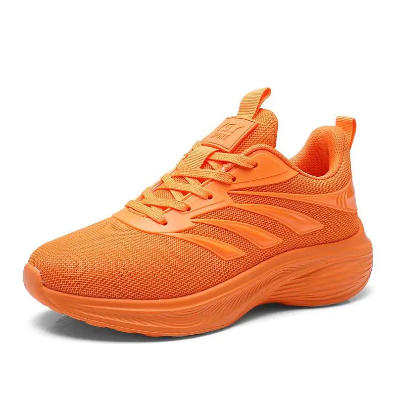 Orange Casual Shoes Women Breathable Mesh Thick Sole Sneakers Ladies Tennis Shoes Lightweight 2026 Spring Outdoors Walking Shoes