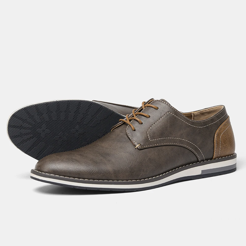 Extra Wide Men’s Leather Shoes – Breathable & Comfortable Casual Footwear