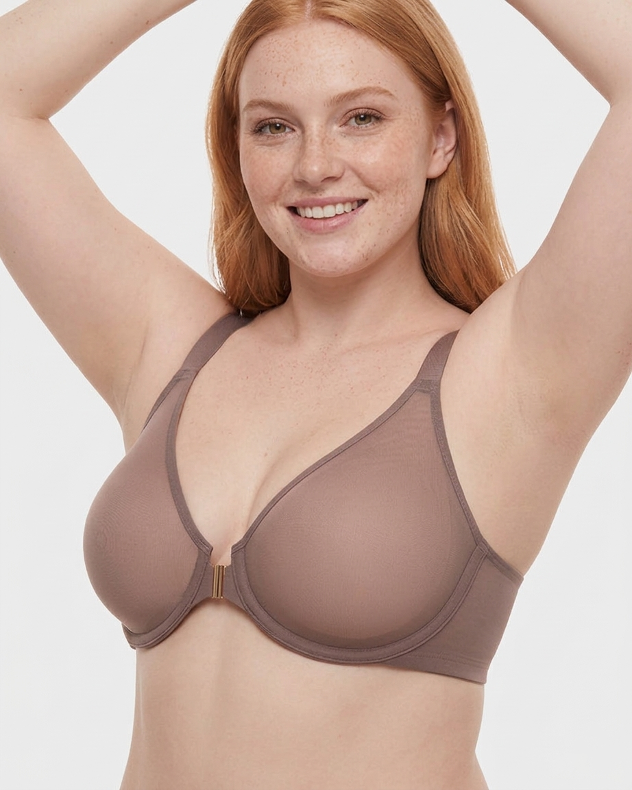 Front Closure Underwire Unlined Back Support Plunge Bra