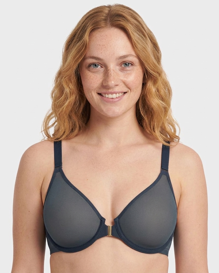 Front Closure Underwire Unlined Back Support Plunge Bra