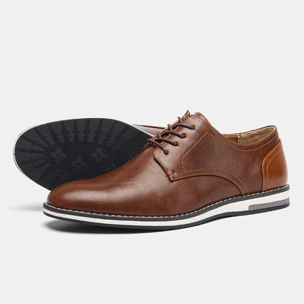 Extra Wide Men’s Leather Shoes – Breathable & Comfortable Casual Footwear