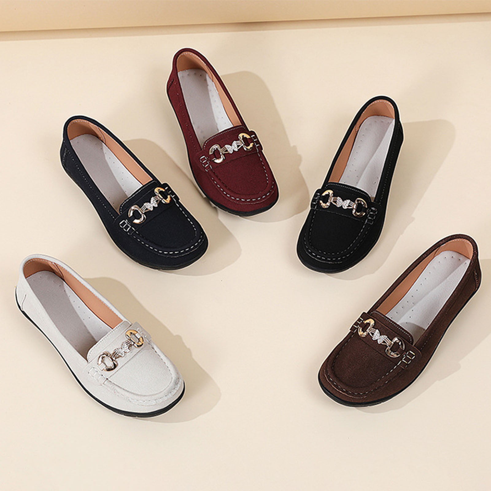 Wine Flocked Slip On Loafers For Women With Non Slip Bottom Lightweight And Comfortable Ideal For Daily Use And Light Activities