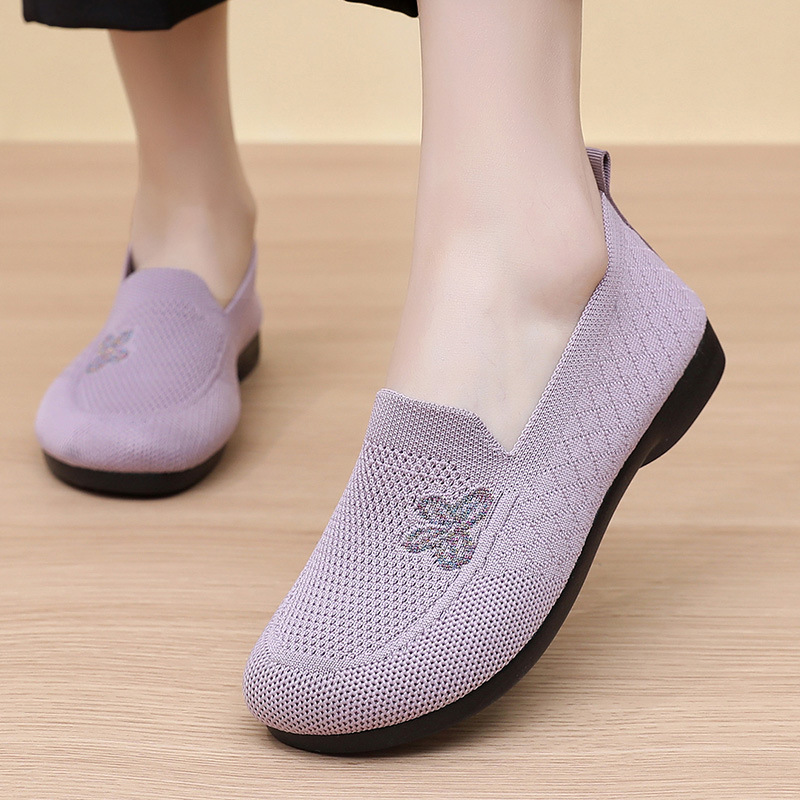 Chaussures à enfiler pour femme - En maille respirante - Semelle souple antidérapante - Chaussures de marche décontractées - Couleur unie - Légères - Confortables - Pour le jogging, l'entraînement, la