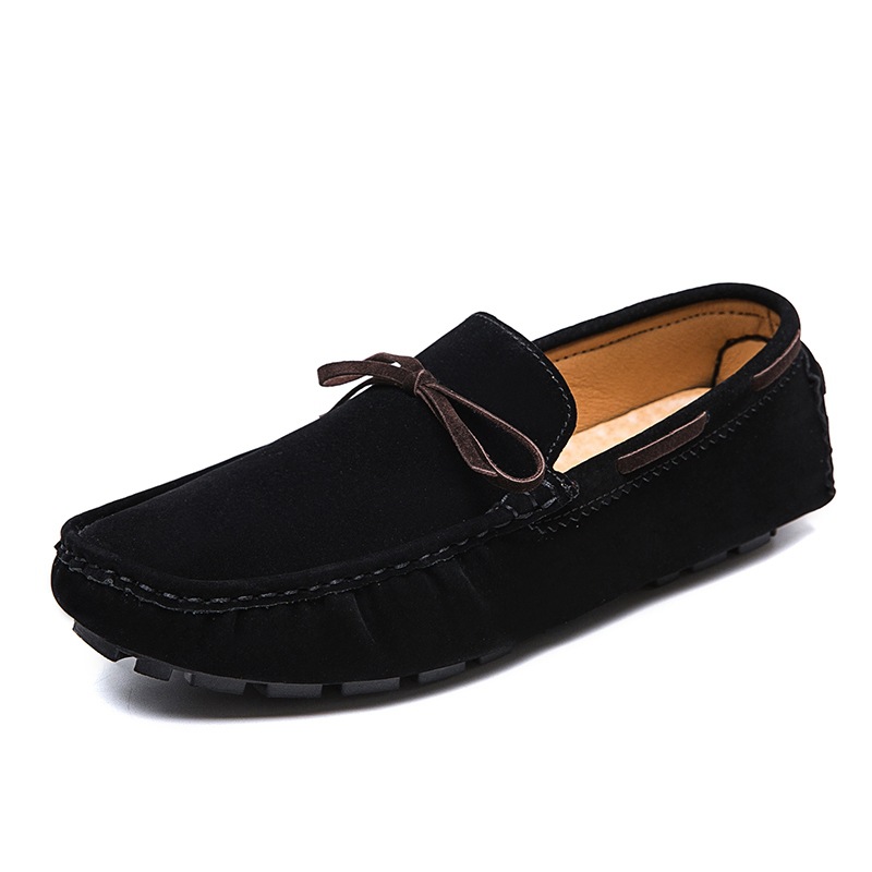 Low Shoes for Men Vegan Leather Deck Shoes Stitching Suede Rubber Sole Non-Slip Comfortable Lightweight Classic Slip On Outdoor