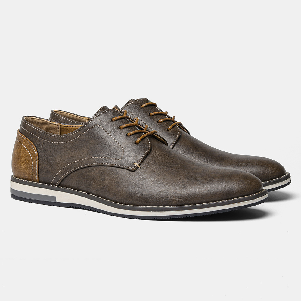 Extra Wide Men’s Leather Shoes – Breathable & Comfortable Casual Footwear