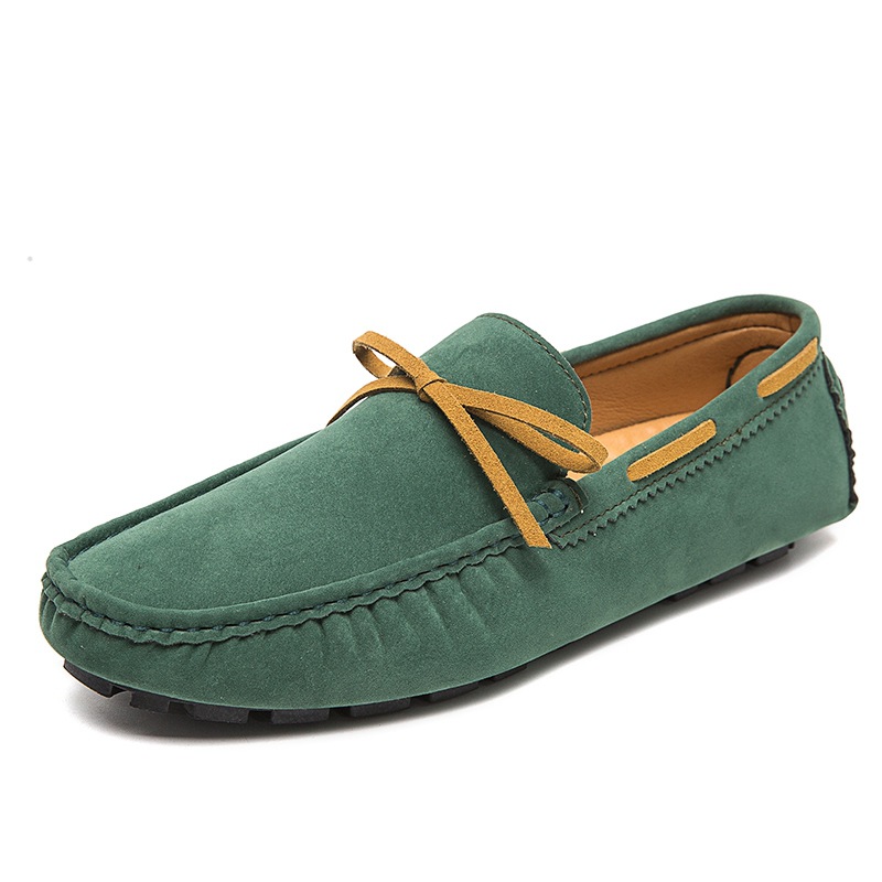 Low Shoes for Men Vegan Leather Deck Shoes Stitching Suede Rubber Sole Non-Slip Comfortable Lightweight Classic Slip On Outdoor