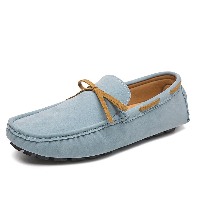 Low Shoes for Men Vegan Leather Deck Shoes Stitching Suede Rubber Sole Non-Slip Comfortable Lightweight Classic Slip On Outdoor