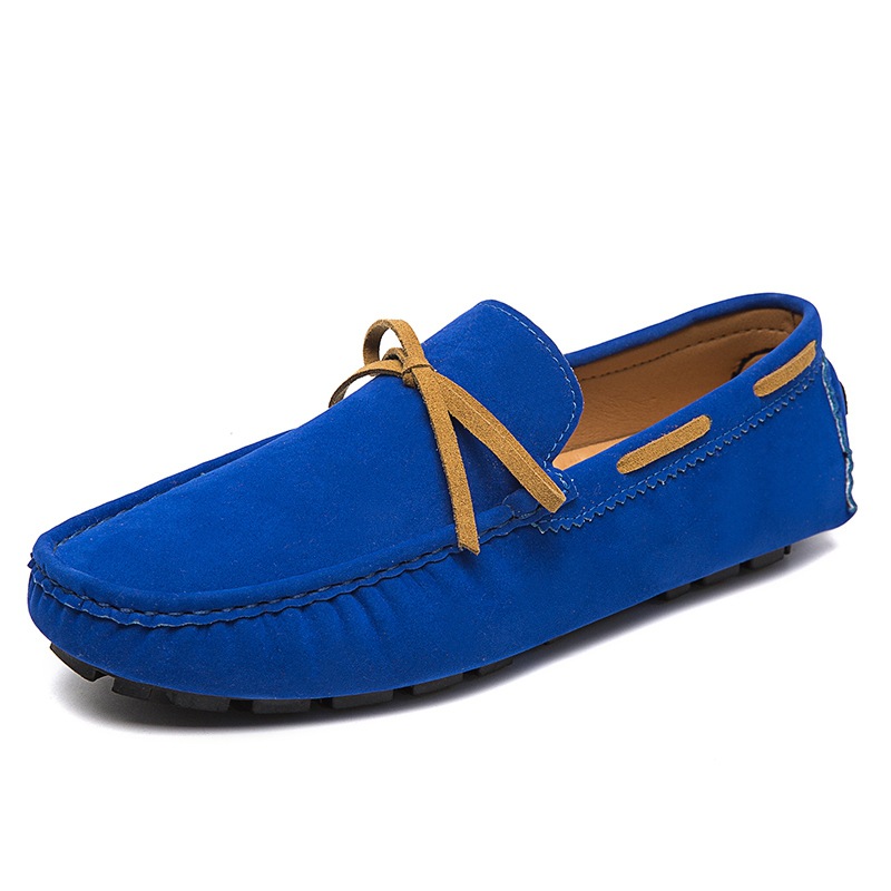 Low Shoes for Men Vegan Leather Deck Shoes Stitching Suede Rubber Sole Non-Slip Comfortable Lightweight Classic Slip On Outdoor