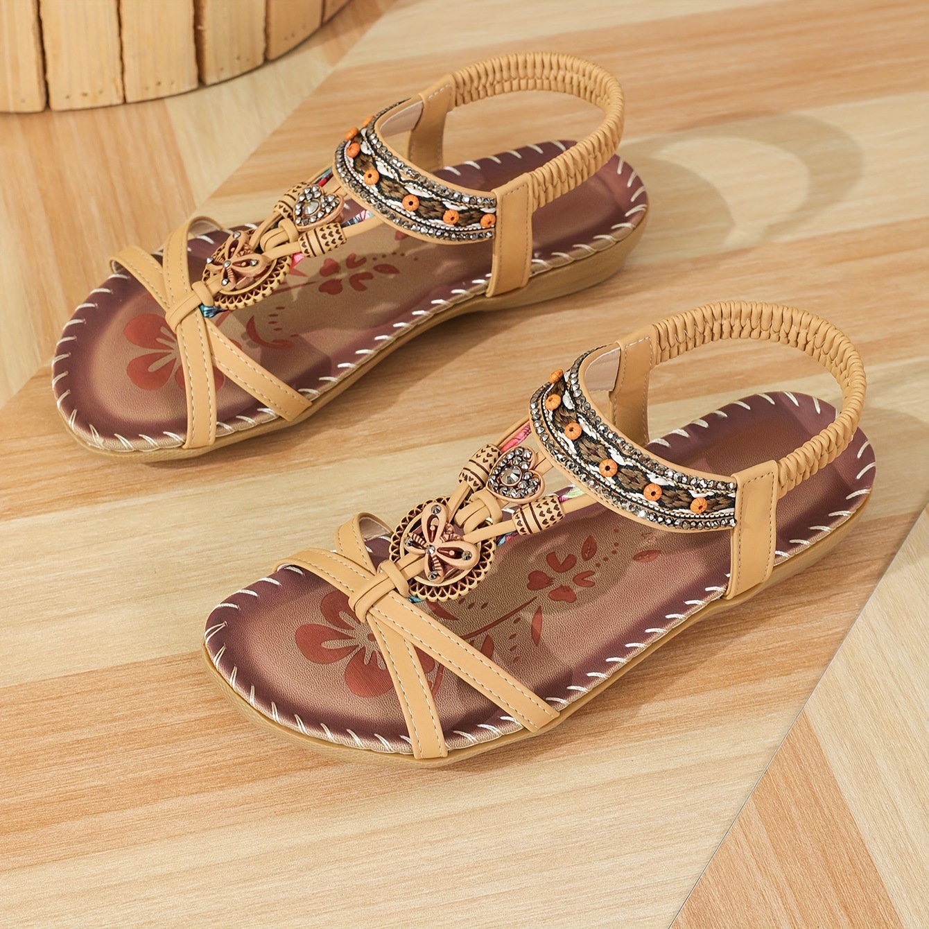 Dakaela Womens Sandals Arch Support Summer Beach Flat Shoes Bohemian Comfort Walking Flip Flops