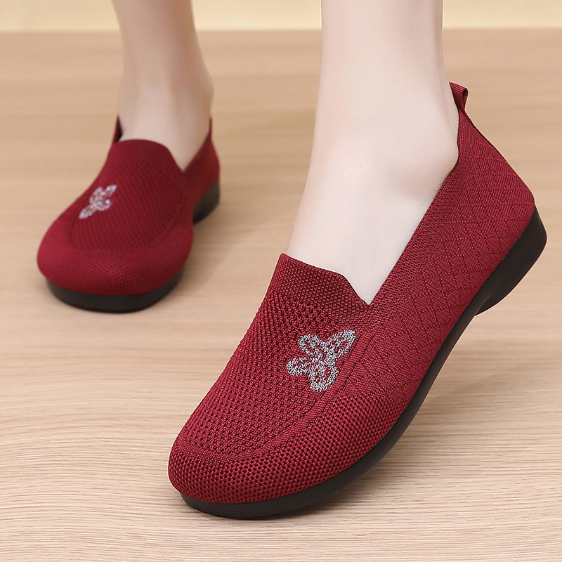 Chaussures à enfiler pour femme - En maille respirante - Semelle souple antidérapante - Chaussures de marche décontractées - Couleur unie - Légères - Confortables - Pour le jogging, l'entraînement, la