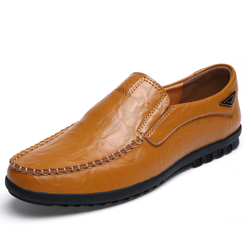 Mens Dress Shoes Leather Men Casual Shoes Brand Mens Loafers Slip on Driving Shoes(Red-Brown,10.5)