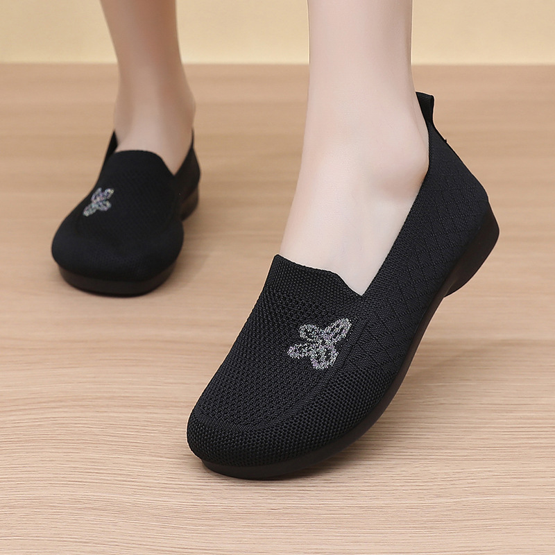 Chaussures à enfiler pour femme - En maille respirante - Semelle souple antidérapante - Chaussures de marche décontractées - Couleur unie - Légères - Confortables - Pour le jogging, l'entraînement, la