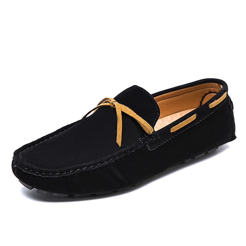 Low Shoes for Men Vegan Leather Deck Shoes Stitching Suede Rubber Sole Non-Slip Comfortable Lightweight Classic Slip On Outdoor
